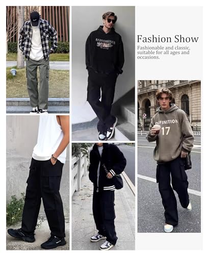 Susclude Mens Baggy Cargo Pants Big and Tall Wide Leg Sweatpants Summer Lightweight Elastic Waist Casual Pants for 20254