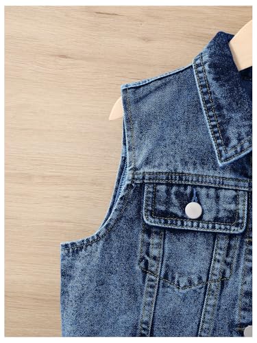 Image of SweatyRocks Girl's Denim Vest Button Down Sleeveless Jean Jacket Outerwear with Pockets