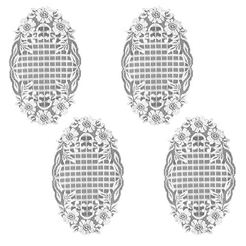 11 x 18 in. Floral Trellis Doilies, White - Set of 4