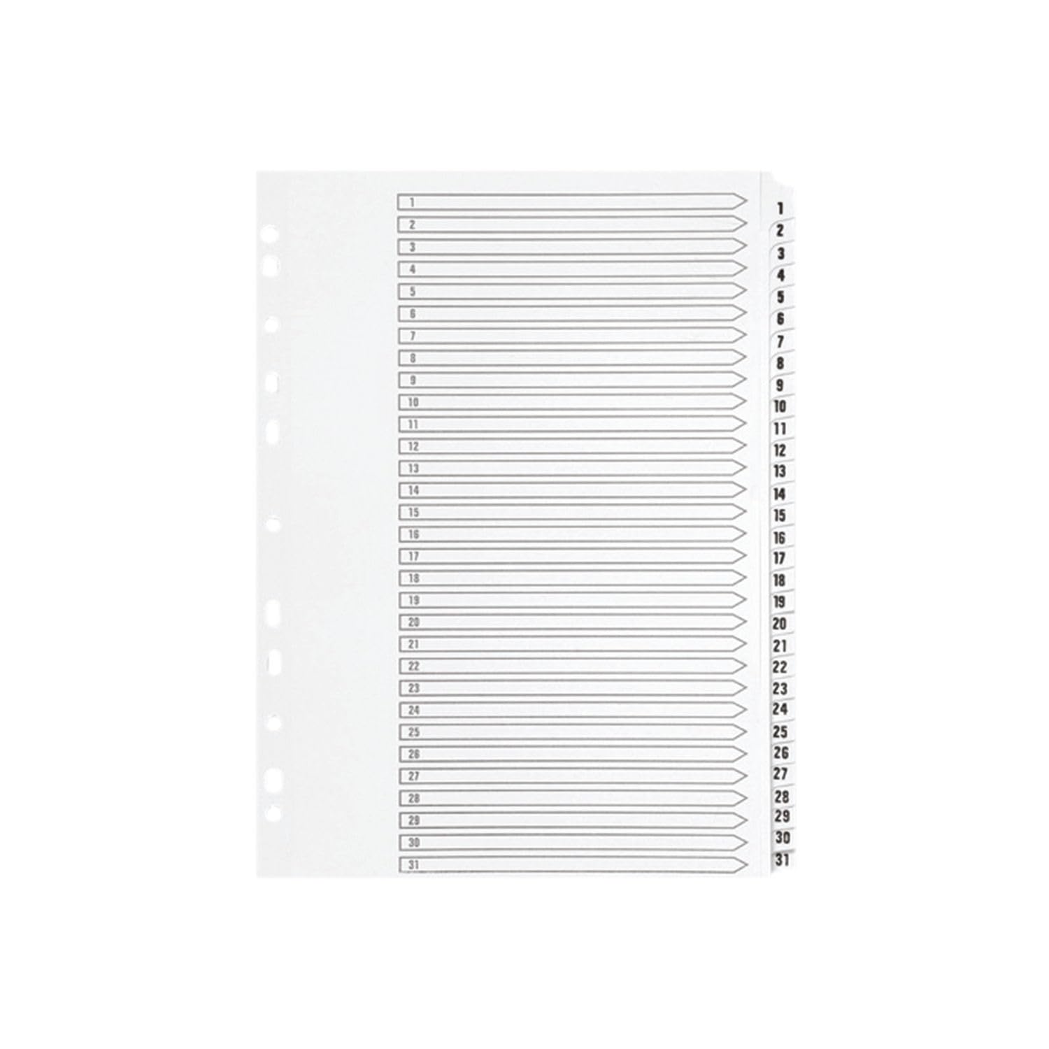 A4 White Reinforced Clear Tab Dividers β Multi-Punched for Office, School & Filing Organizationβ (1-31)
