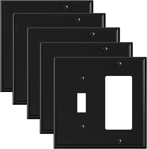 ELEGRP Interruptor de luz de 2 bandas, 1 interruptor de luz de palanca y 1 dispositivo, placas de pared combinadas de dispositivos, tamaño mediano,