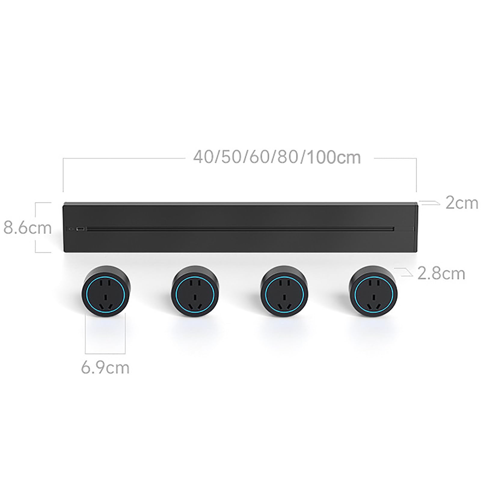 Mobilne Gniazdo ZasilająCe 8000W 32A, Z Uniwersalnym Adapterem Wielofunkcyjnym Z Trzema Otworami, Listwa Z Portem łAdowania Usb A+Typ C, Do Biura, Kuchni I Salonu 6pcs-100cm