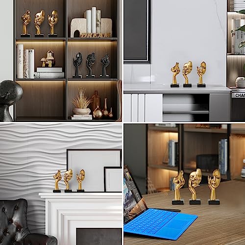 Awnr 3 Pcs Woman Face Statue Figurines Gold Decor Set Of 3 Abstract Art Sculpture For Modern Home Decor Living Room Tv Stand Mantel Shelf Decor Accents Office Table Decorations #TOP5