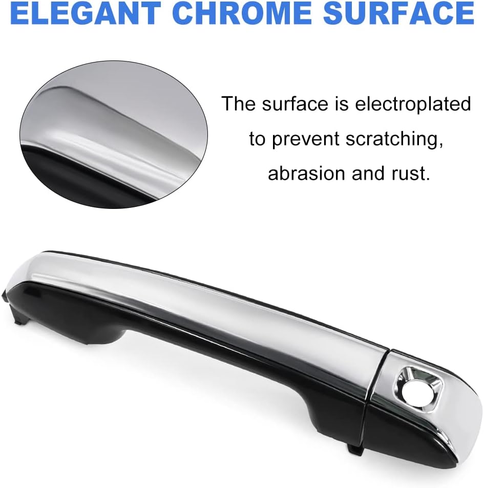 JDMON Replacement for Front Rear Left & Right Exterior Door Handles Lexus Toyota GX460 4Runner 2010-2021 Replaces 69210-60170 69250-60060 69250-60070 69250-60050 69250-60050 Chrome/Black 4Pcs