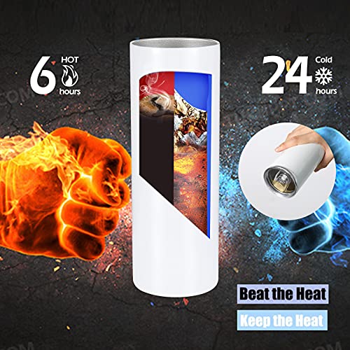 YOUKE OLA 10 Pack Sublimation Tumblers Bulk Straight Skinny Tumbler Blanks 20oz for Heat Transfer, Individual Gift Boxed, Double Wall Insulated Tumbler with Shrink Wrap Films & Heat Tape & Straws by YOUKE OLA - Image 5
