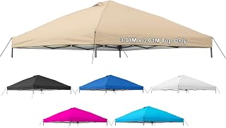 10x10 Canopy Replacement Top Cover,Pop Up Canopy Tent Top with Air Vent Ropes, Waterproof Sunshade Silver Coated Oxford Cloth for Outdoor Garden Patio Picnic Camping(Top Only,301 * 301cm)