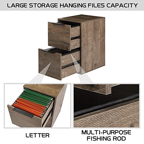 Greatmeet 2 Drawers File Cabinet Wood,Vertical Filing Cabinet For Home Office Under Desk,Letter Size,15.17" D X 16.5" W X 24.14" H, (24.14" H, Grey) #TOP4