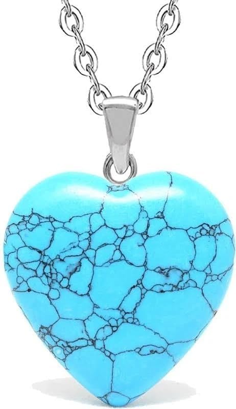 Natural Turquoise Heart Pendant Blue Green Crystal Stone Locket Spiritual Gemstone Jewelry Charm for Women and Girls Without Chain Pack of 1-image-44