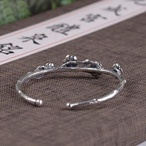 Bracelet rétro S925 fleur de prunier ajustable le cadeau idéal pour exprimer votre affection - 5