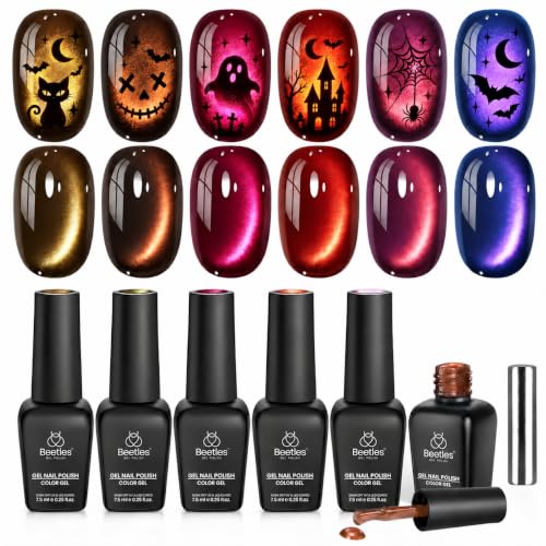 Beetles Halloween Cat Eye Gel Nail Polish Set, Dusk Radiance 6 Co...