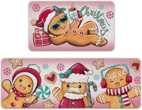 Amazon.com: Tailus Christmas Gingerbread Man Kitchen Rugs Set of 2 ...