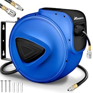 TRESKO® Avvolgitubo Aria Compressa 20 mt con Tubo | Avvolgitubo Pneumatico attacco 1/4" | Dispositivo di Arresto Automatico e Riavvolgitore Automatico, Blu