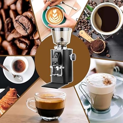 Electric Coffee Grinder, Commercial Coffee Flat Burr Grinder, for French Press, Drip Coffee and Espresso, for Perfectly Ground Coffee