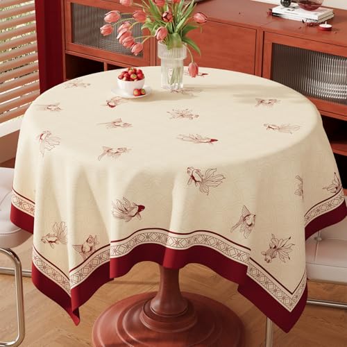 Surwin Mantel Hule Mesa Redonda, Manteles de PVC Estilo Elegante, Mantel Antimanchas Impermeable, Manteles Mesa Rectángulo, Ropa Mesa Camilla Lavable para Comedor (Rojo 4,140x260cm)
