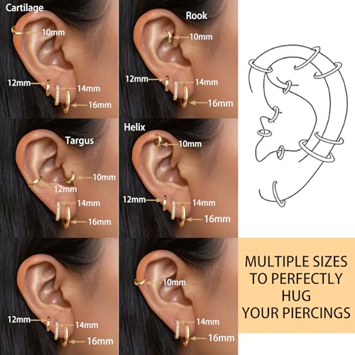 4 Pairs Gold Hoop Earrings for Women Trendy Small 14k Gold Plated Huggie Earring Set,Huggie Earrings Multiple Piercing Hypoallergenic Chunky Open Hoops Cartilage Earrings Jewelry Gifts for Women2