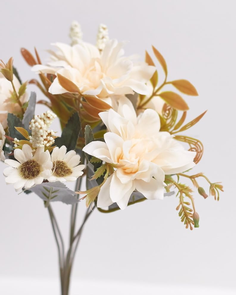 The Baked Studio Silk Artificial Flower Bouquet (Peonies, Dahlia Roses, Daises & Foilage) - Image 3