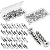 100 Stücke #8 Weiße Schrauben Wand Platte Schrauben Lackiert Antik Weiß Beschichtet Edelstahl Flachkopf Selbstschneidende Schraube für Abdeckungen Ersatz Steckdose Platte (32 x 1 Zoll)