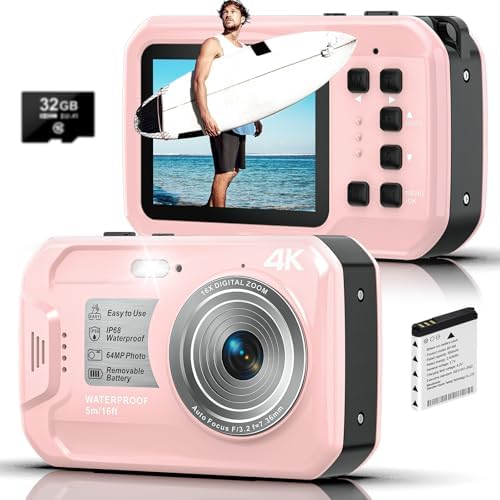 4K Underwater Camera, 64MP 16FT Waterproof Digital Camera with 32...