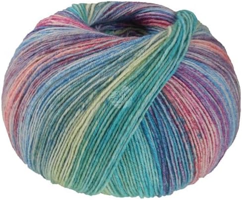 LANA GROSSA Meilenweit Hawaii | Hochwertiges Sockengarn mit Kaschmir-Anteil | Handstrickgarn aus 70% Schurwolle, 25% Polyamid & 5% Kaschmir | 100g Wolle zum Stricken & Häkeln | 420m Garn FB 4015