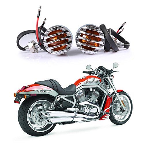 2PCS Heavy Duty Motorcycle Turn Signals Bulb Indicators Blinkers Lights with Bullet Shape Greenclick Amber Lens Front Rear Turn Signal Light (sliver)