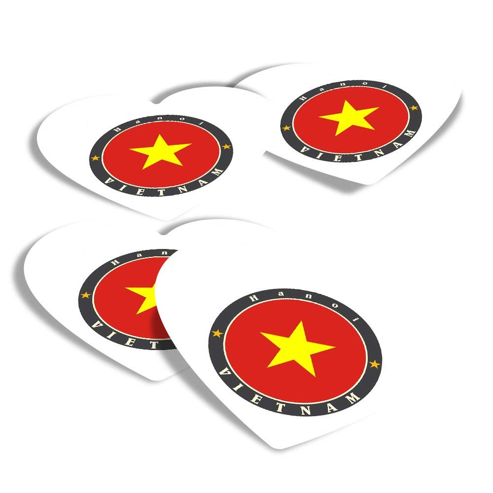 Vinyl Heart Stickers (Set of 4) - Hanoi Vietnam Flag Travel Asia Fun Decals for Laptops,Tablets,Luggage,Scrap Booking,Fridges #5631
