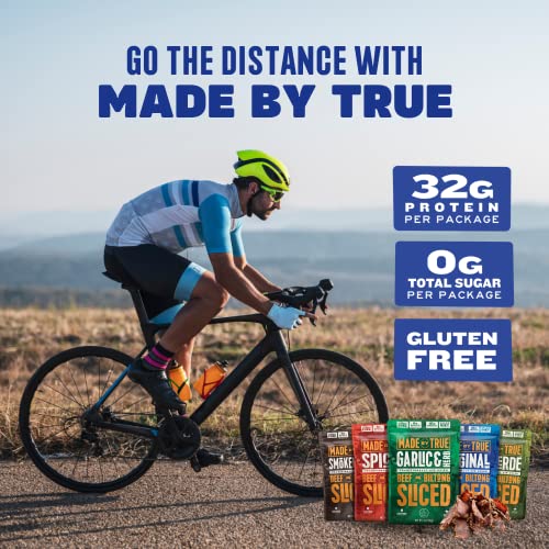 Made By True Beef Sliced Bites Garlic & Herb (2 Ounce, Pack Of 2) - All Natural, Zero-Sugar True Jerky Biltong - High Protein, Keto, Paleo & Whole30 Diet - Sugar-Free, Gluten-Free, Carb-Free, Snack Packs #TOP1