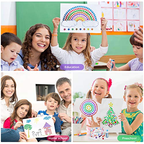 Ohuhu Washable Large Dot Markers For Toddler 10 Colors Bingo Daubers 60 Ml (2.02 Oz) With 30 Pages Kids Activity Book For Kids Children (3 Ages +) Preschool Non-Toxic Water-Based Dot Art Markers #TOP6