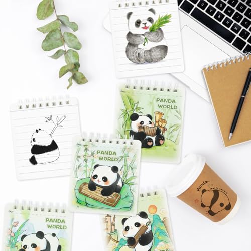 Lot de 6 mini carnets à spirales panda et ours lignés pour notes et petits mémos