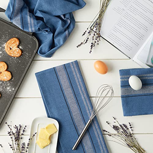 Dii French Stripe, Kitchen Collection, Chambray Blue, Dishtowel Set, 3 Count #TOP4