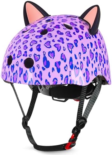 Kids Bike Helmet for Girls 3-5/5-8/8-14, Adjustable Helmet with DIY Cat Ears, Cute Toddler Youth Helmets for Skateboard Scooter Cycling Roller Skating