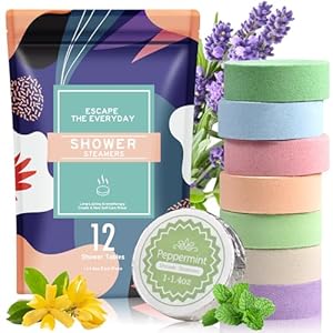 Shower Steamers Aromatherapy-12pcs Essential Oil Shower Bombs, Self Care Christmas Gifts Stocking Stuffers for Women, Relaxation Gifts for Women and Men (Blue)