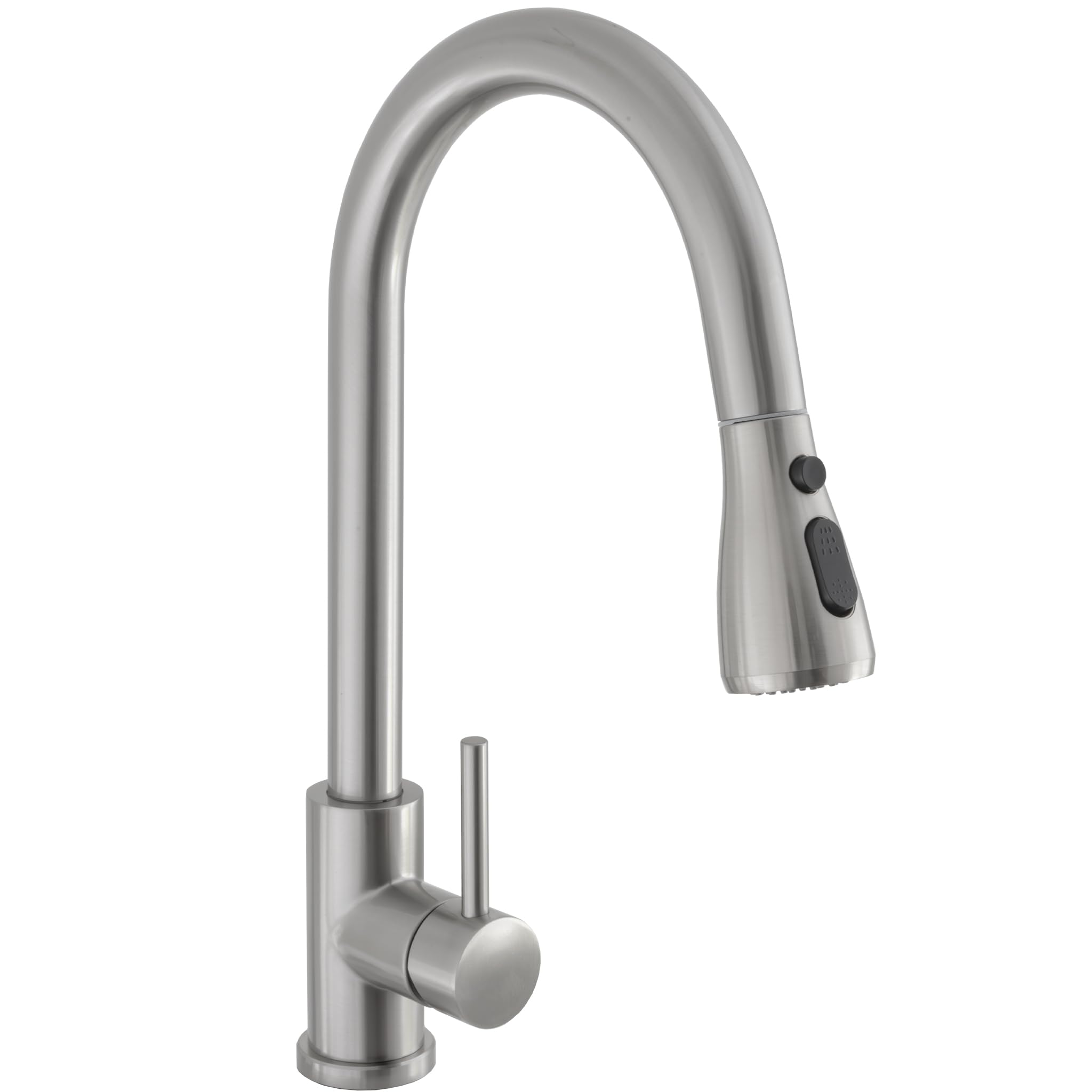 VALAZ Rubinetto Lavello Cucina con Doccetta Estraibile Acciaio | Miscelatore Cucina Monocomando | Alta Pressione, Risparmio idrico, Girevole 360°, Installazione Veloce | Ottone, Inox, Serie Eco Parana
