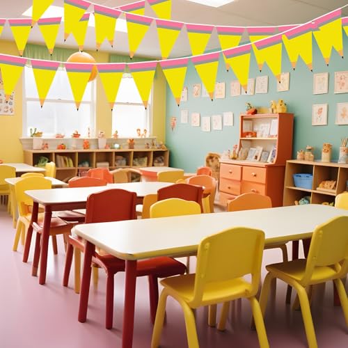 Image of VitalCozy 5 Pcs Back to School Decorations Pencil Banner Pencil Garland Preschool Decorations Kindergarten Banner Classroom Decoration for Classroom Ceiling Teacher Office Hanging Decor