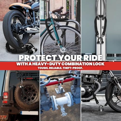 Image of Allextreme Heavy Duty Anti Theft Stainless Steel Chain & U Lock with 2 Keys Multipurpose Use Security Locks for E-Bikes, Bike Motorcycle and Bicycle (Pack of 1, Black)