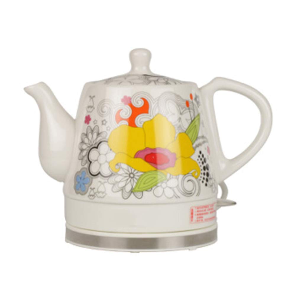 Electric Ceramic Cordless White Kettle Teapot Retro l Jug, 1350w  Boils Water Fast For Tea, Coffee, Soup, Oatmeal Removable Base, Boil Dry