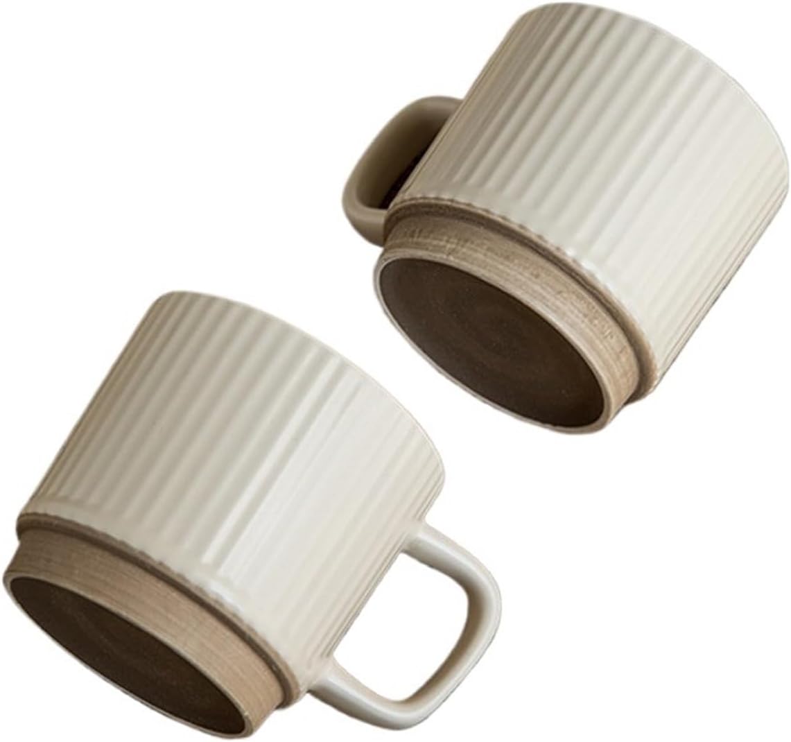 2Pcs 250ml Multi-purpose Ceramic Drinkware Set - Stackable Simple Vertical Mugs for Coffee, Tea, Camping & Daily Use(Blue x 2)