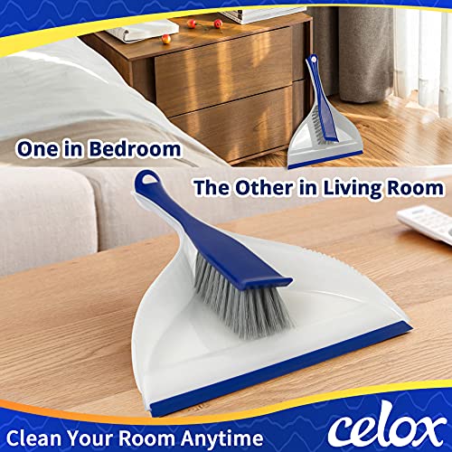 Celox 2 Pack Dustpan And Brush Set, Comfort Grip Dust Pan, Lightweight Mini Hand Broom, Multi Function Mini Dustpan Brush Set For Desk Countertop Floor Car Pets #TOP1