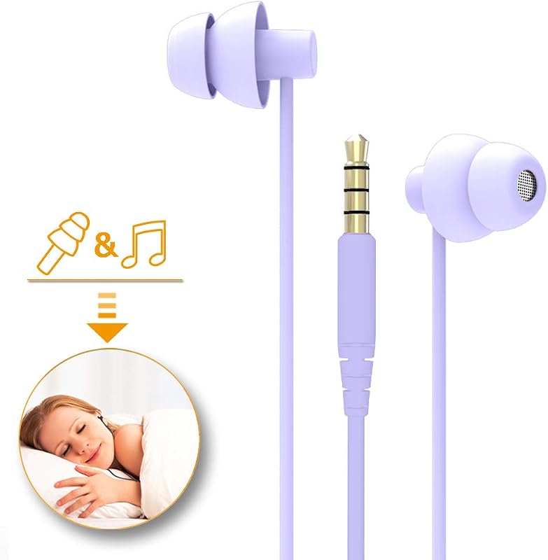 MAXROCK (TM Total Soft Silicon Headphones with Mic Sleep Travel Choice for Cellphones Tablets and 3.5mm Jack (Violet) | Sleep Travel Choice, Cellphones Tablets Compatible, 3.5mm Jack