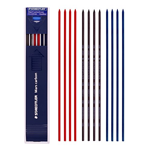 Staedtler Mars Carbon Lead 12 x 2 mm HB Color Mix(Blue 4 ea+Red 4 ea +Black 4 ea)
