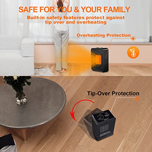 Ddsnty Space Heaters, 1500W/750W Electric Heater Indoor Use, Small Space Heater, With Thermostat Ptc Fast Heating And Fan Modes,70°Oscillation, Portable Heater For Bedroom, Office, And Indoor Use #TOP3