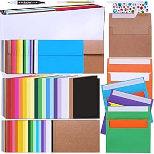 108 Sets 18 Colors A6 Invitation Envelopes Peel & Seal Self-Seal 4 3/4 x 6 1/2 Envelopes with A6 Flat Cards and A6…