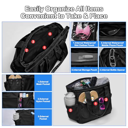 Odoland Soft Cooler Bag - Leakproof & Insulated, 2-in-1 Collapsible Design, Dry/Wet Separation, Large Soft Sided Cooler with Multi-Pocket Design for Beach, Picnic, Camping, Day Trip, Family Size,Black by Odoland - Image 7