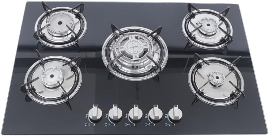 Miniatura 2 de Xuthusman Estufa integrada de 30 pulgadas con 5 quemadores, estufa de gas natural, estufa de cocina de gas GLPpropano con protección contra llamas,