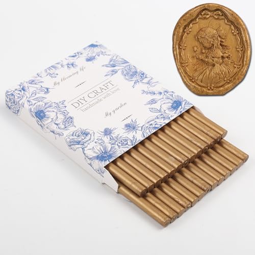 Antique Gold Wax Seal Sticks 26pcs Antique Gold Glue Gun Wax Sticks Mini Sealing Wax Sticks for Wedding Invitations Letters Cards Christmas Package Gift Sealing (Antique Gold)