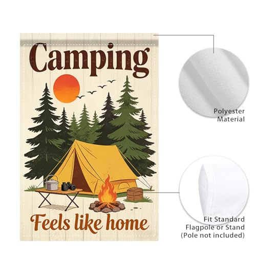 Image of Nuxovilar Camping Flag Fire Pit Garden Flag 12x18 Inches Polyester