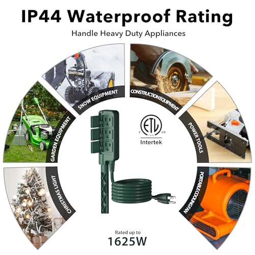 image for HBN Outdoor Power Stake Waterproof with 6FT Long Extension Cord, 3 Gro