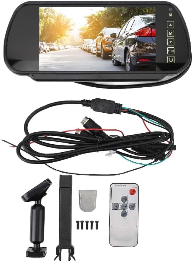 7-inch high-Definition Rearview Mirror Display Screen, 12V to 40V reversing Camera System, Widescreen Universal Design, Suitable for Heavy Trucks and Vans.