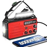 8000mAh Emergency Weather Radio, AM FM NOAA Weather Alert Radio Battery Powered, Portable Solar Hand