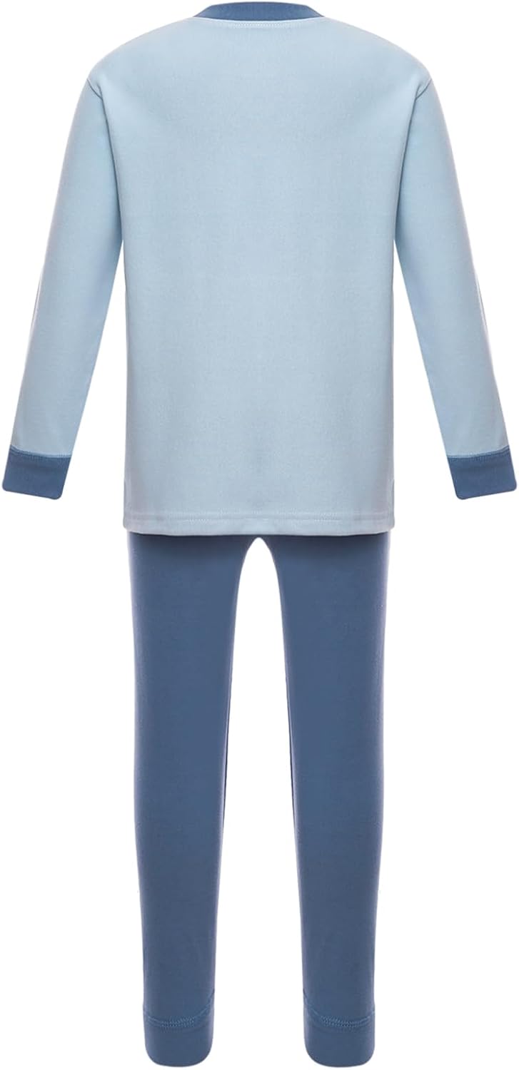 FEESHOW Kids Girls Boys Cotton Thermal Underwear Set Round Neck Long Sleeve T-shirt Undershirt with Pants Outfits