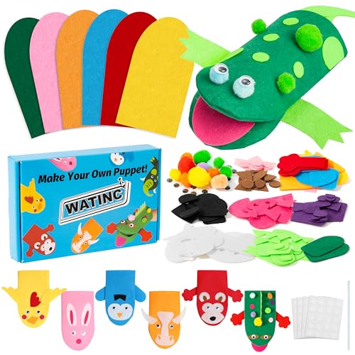 WATINC 6Pcs Hand Puppet Making Kit, Art Craft Felt Sock...